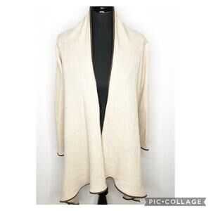 Michele Negri cream tan cashmere open front cardigan